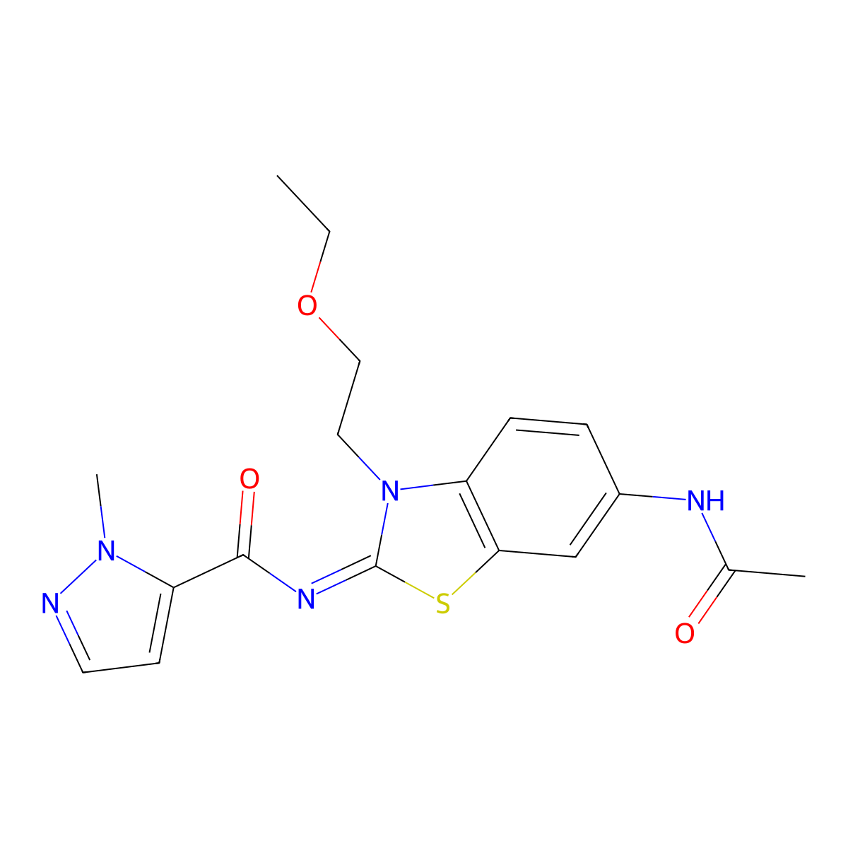 (E)-N-(6-acetamido-3-(2-ethoxyethyl)benzo[d]thiazol-2(3H)-ylidene)-1-methyl-1H-pyrazole-5-carboxamide molecular structure, CAS 1173344-19-8