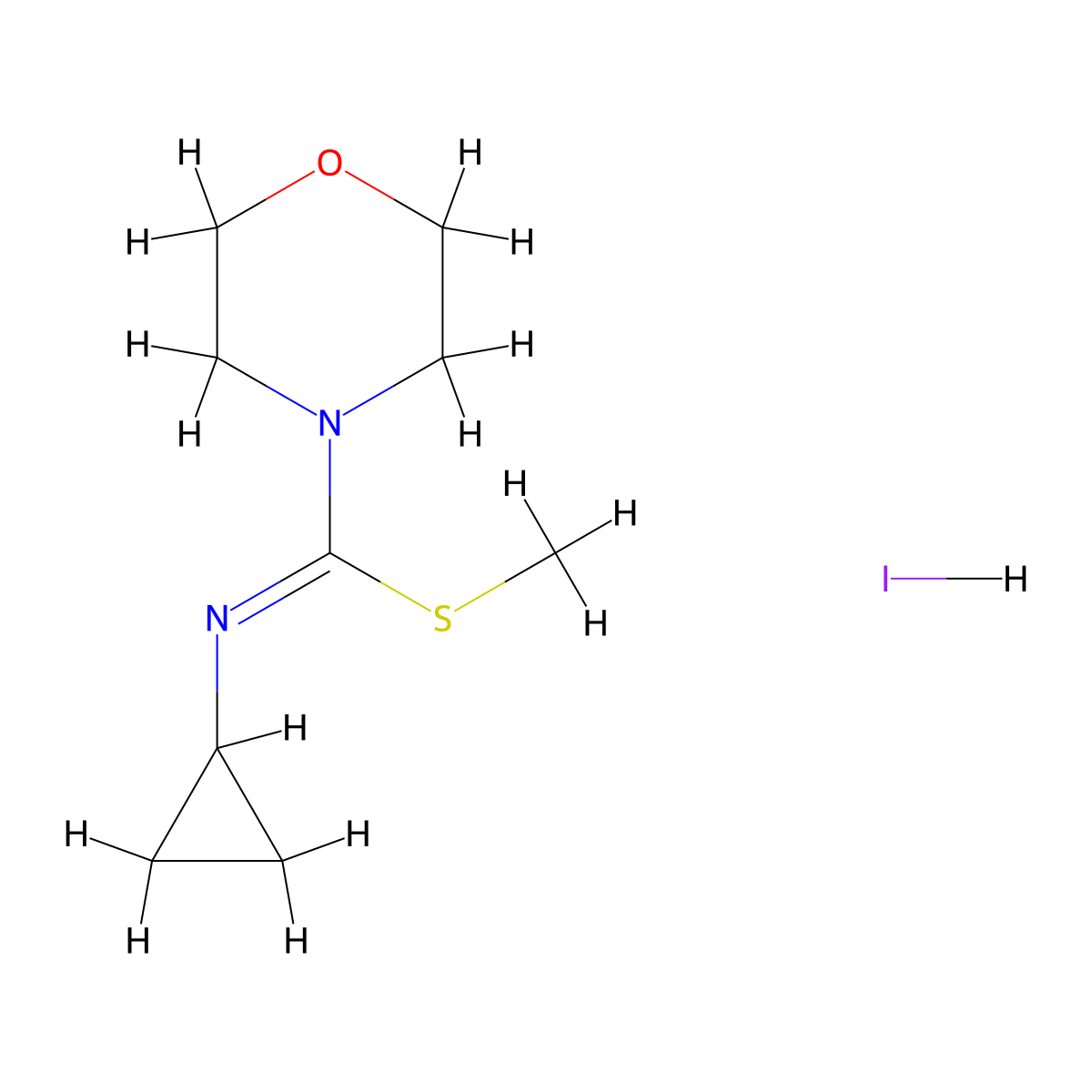 methyl N-cyclopropylmorpholine-4-carbimidothioate hydroiodide molecular structure, CAS 1173350-29-2