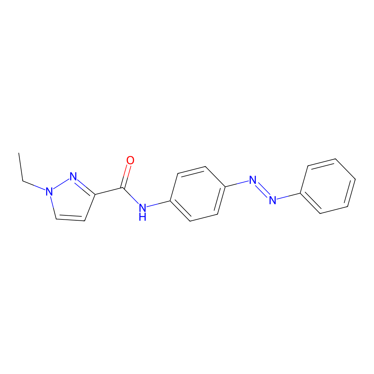 (E)-1-ethyl-N-(4-(phenyldiazenyl)phenyl)-1H-pyrazole-3-carboxamide molecular structure, CAS 1173355-99-1