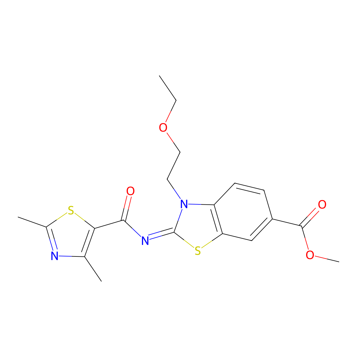 (Z)-methyl 2-((2,4-dimethylthiazole-5-carbonyl)imino)-3-(2-ethoxyethyl)-2,3-dihydrobenzo[d]thiazole-6-carboxylate molecular structure, CAS 1173371-69-1