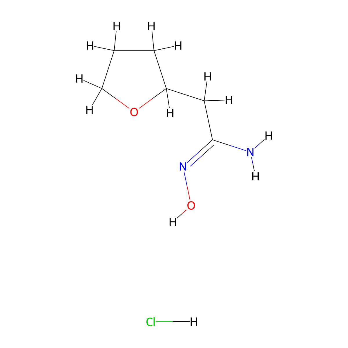 N'-hydroxy-2-(oxolan-2-yl)ethanimidamide hydrochloride molecular structure, CAS 1173375-89-7