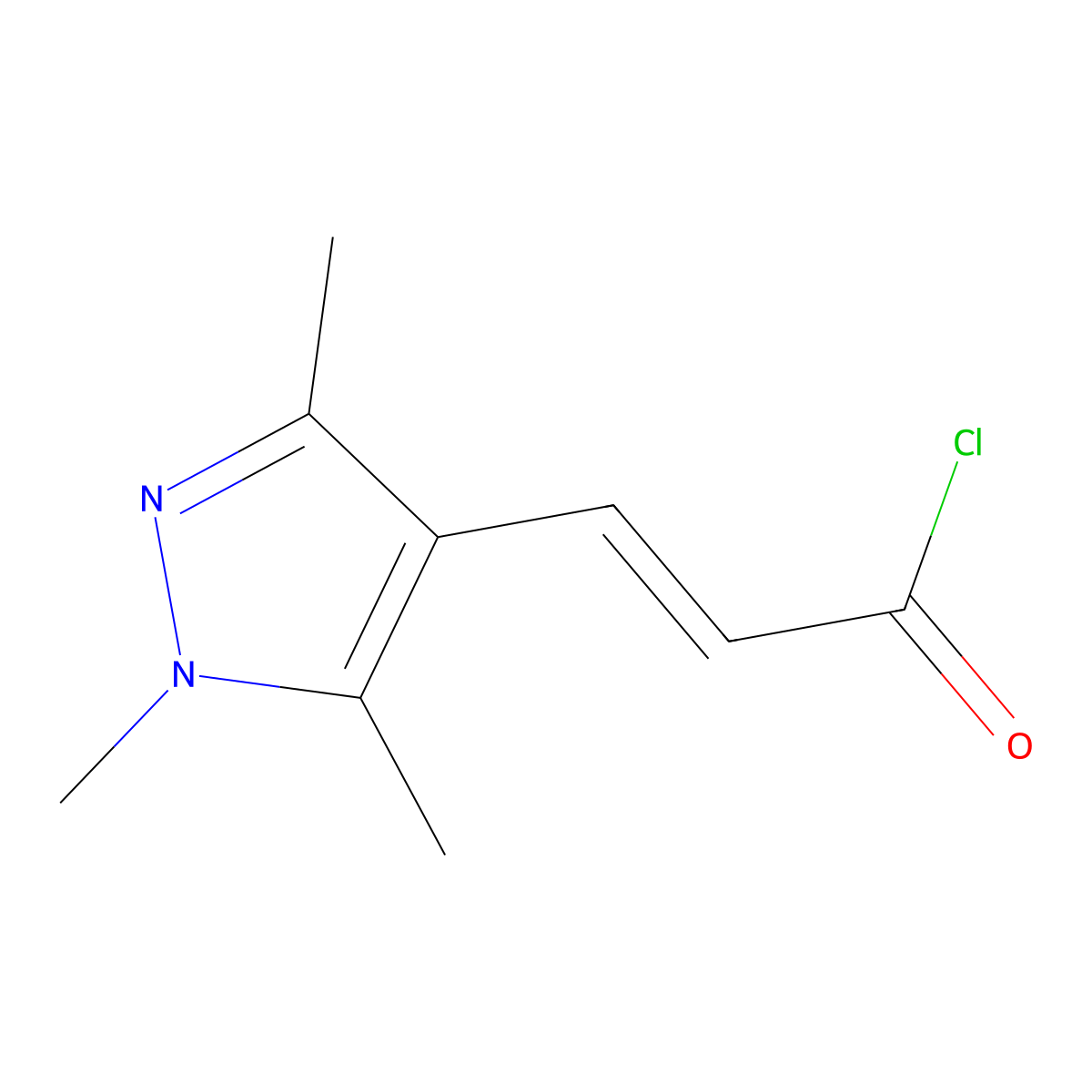 (2E)-3-(1,3,5-Trimethyl-1H-pyrazol-4-YL)-acryloyl chloride molecular structure, CAS 1173394-98-3