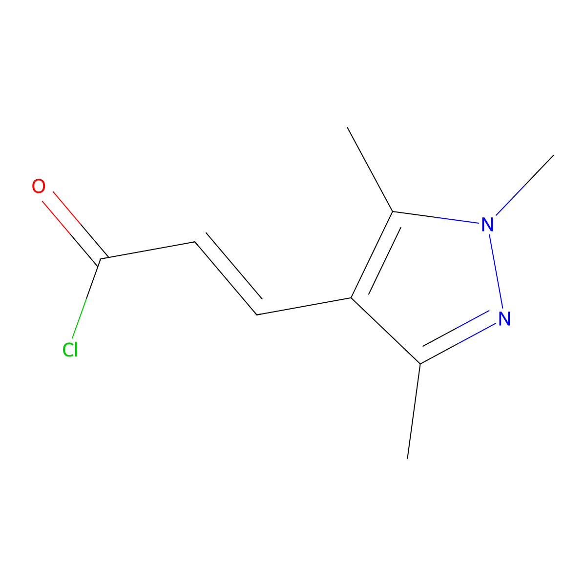 (2E)-3-(1,3,5-Trimethyl-1H-pyrazol-4-YL)-acryloyl chloride molecular structure, CAS 1173394-98-3