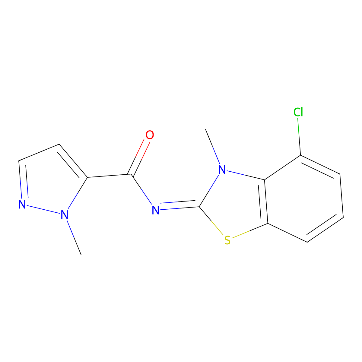 (E)-N-(4-chloro-3-methylbenzo[d]thiazol-2(3H)-ylidene)-1-methyl-1H-pyrazole-5-carboxamide molecular structure, CAS 1173399-33-1