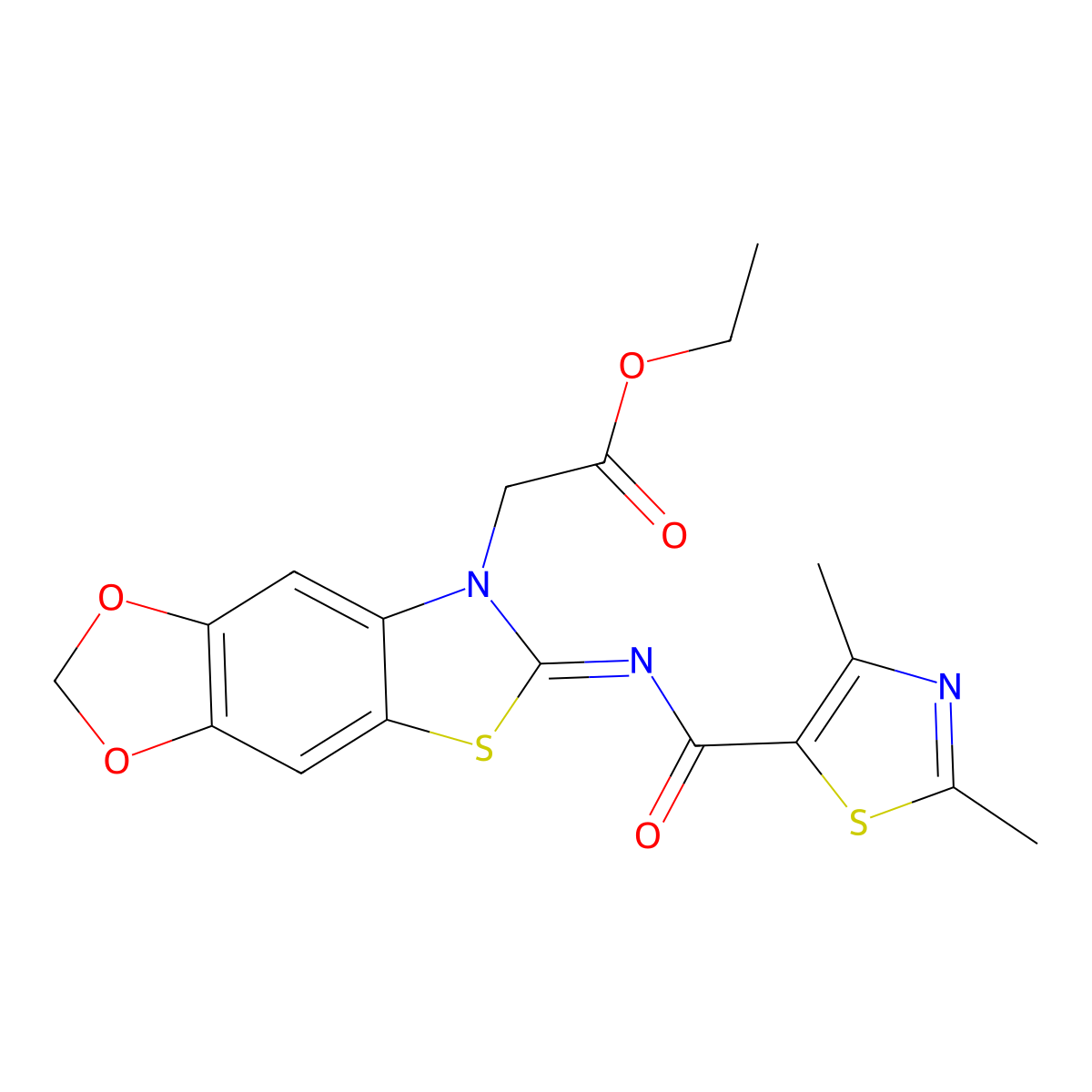 ethyl 2-[(11Z)-11-[(2,4-dimethyl-1,3-thiazole-5-carbonyl)imino]-4,6-dioxa-10-thia-12-azatricyclo[7.3.0.0^{3,7}]dodeca-1(9),2,7-trien-12-yl]acetate molecular structure, CAS 1173409-54-5