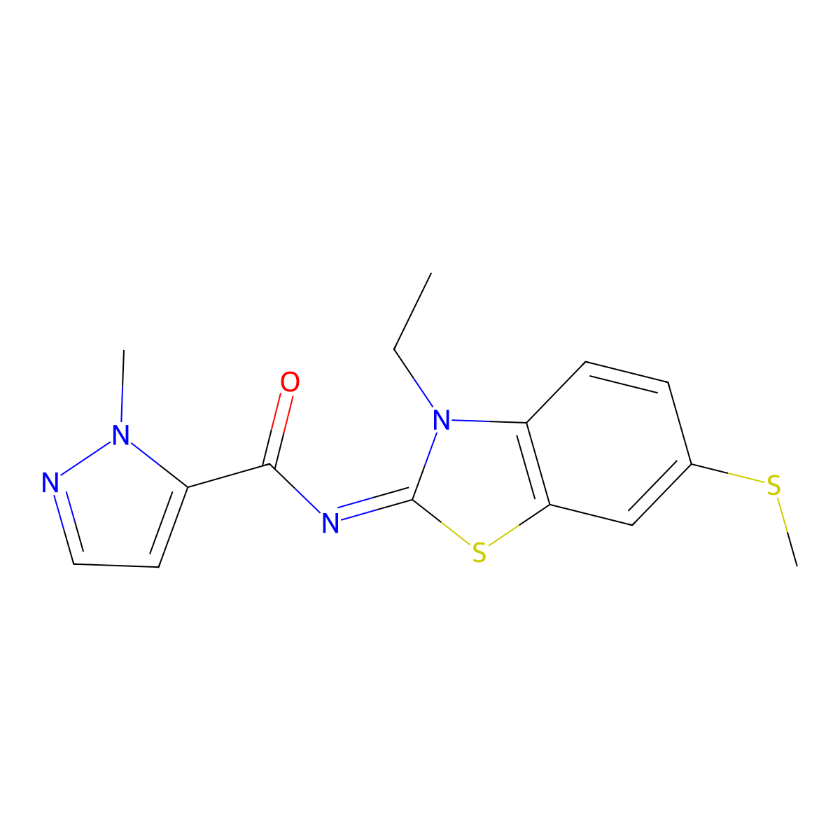 (E)-N-(3-ethyl-6-(methylthio)benzo[d]thiazol-2(3H)-ylidene)-1-methyl-1H-pyrazole-5-carboxamide molecular structure, CAS 1173413-68-7