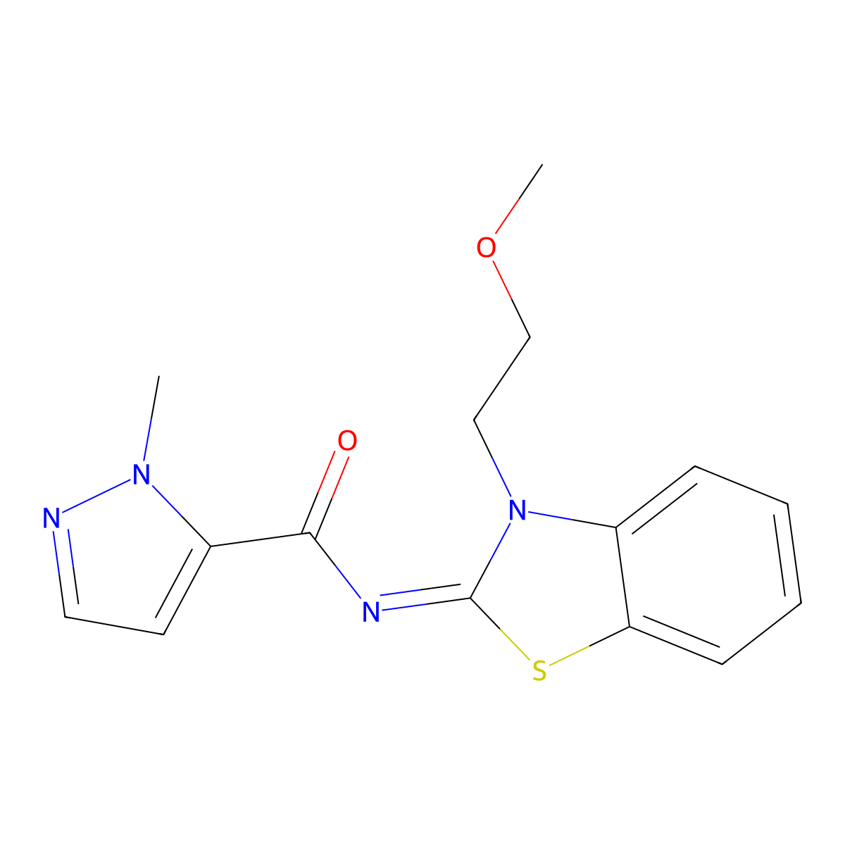 (E)-N-(3-(2-methoxyethyl)benzo[d]thiazol-2(3H)-ylidene)-1-methyl-1H-pyrazole-5-carboxamide molecular structure, CAS 1173417-02-1