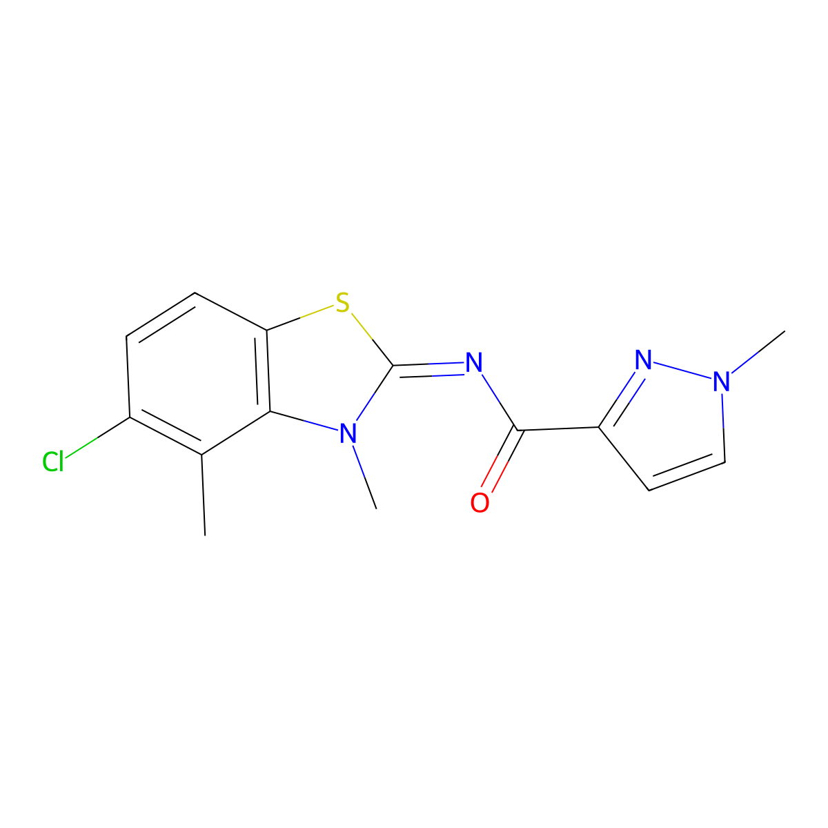 (Z)-N-(5-chloro-3,4-dimethylbenzo[d]thiazol-2(3H)-ylidene)-1-methyl-1H-pyrazole-3-carboxamide molecular structure, CAS 1173419-26-5