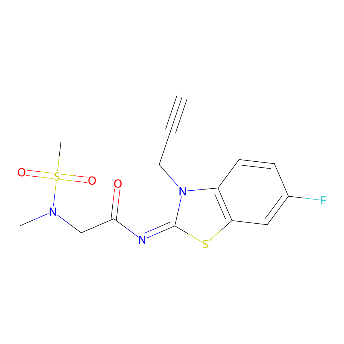 (E)-N-(6-fluoro-3-(prop-2-yn-1-yl)benzo[d]thiazol-2(3H)-ylidene)-2-(N-methylmethylsulfonamido)acetamide molecular structure, CAS 1173423-76-1