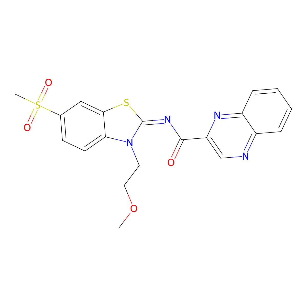 (Z)-N-(3-(2-methoxyethyl)-6-(methylsulfonyl)benzo[d]thiazol-2(3H)-ylidene)quinoxaline-2-carboxamide molecular structure, CAS 1173456-87-5