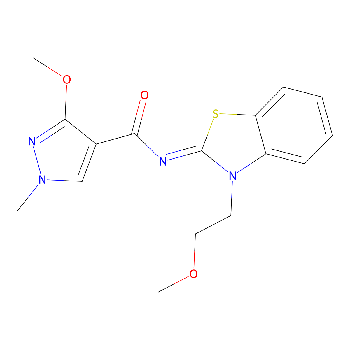 (Z)-3-methoxy-N-(3-(2-methoxyethyl)benzo[d]thiazol-2(3H)-ylidene)-1-methyl-1H-pyrazole-4-carboxamide molecular structure, CAS 1173467-85-0