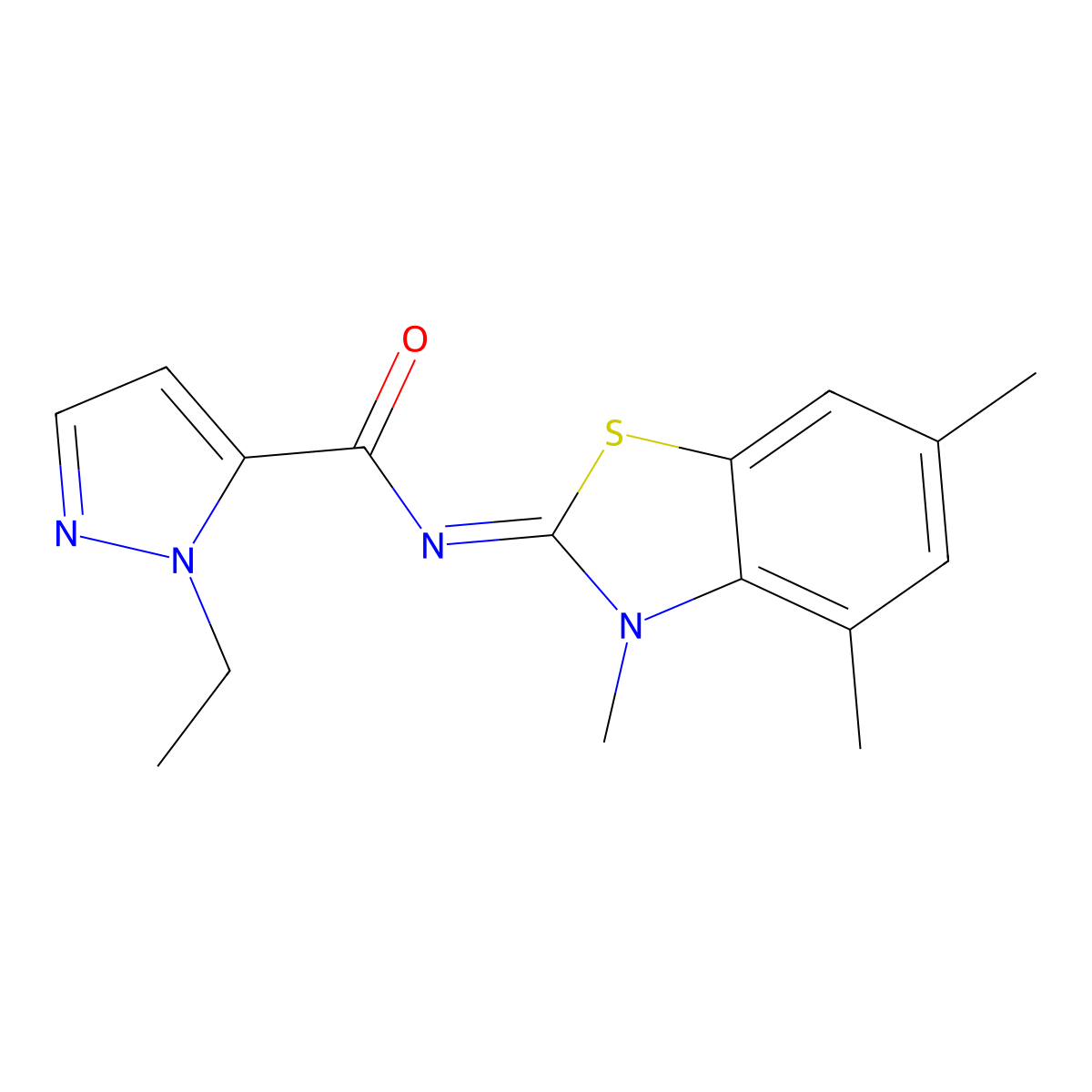 (E)-1-ethyl-N-(3,4,6-trimethylbenzo[d]thiazol-2(3H)-ylidene)-1H-pyrazole-5-carboxamide molecular structure, CAS 1173472-82-6