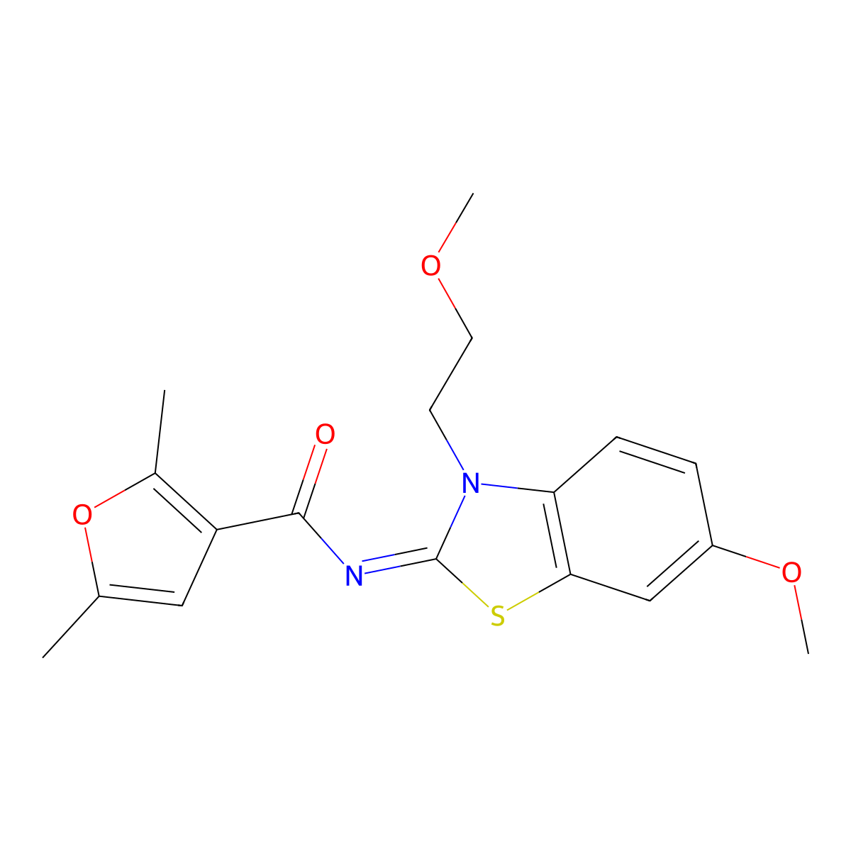 (E)-N-(6-methoxy-3-(2-methoxyethyl)benzo[d]thiazol-2(3H)-ylidene)-2,5-dimethylfuran-3-carboxamide molecular structure, CAS 1173477-85-4