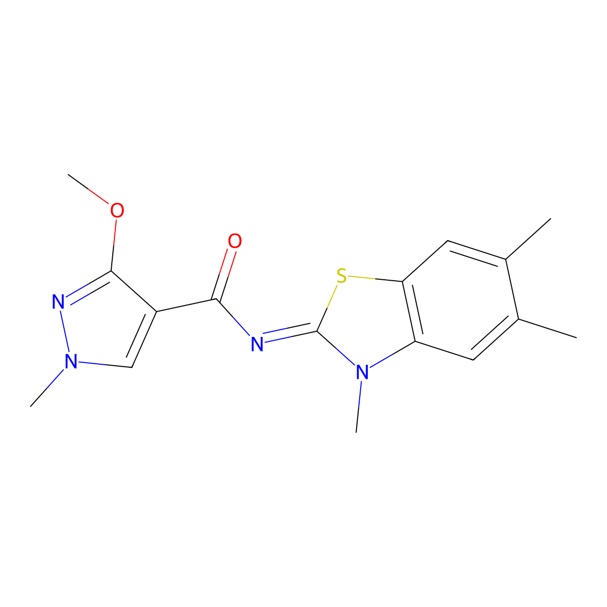 (Z)-3-methoxy-1-methyl-N-(3,5,6-trimethylbenzo[d]thiazol-2(3H)-ylidene)-1H-pyrazole-4-carboxamide molecular structure, CAS 1173480-10-8