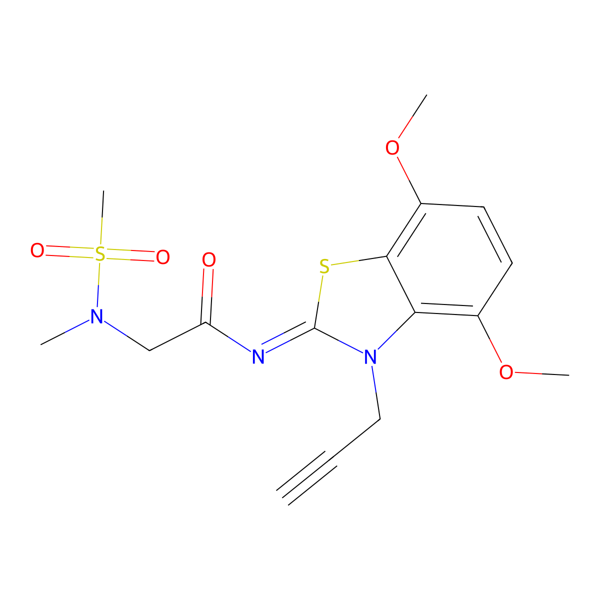 (E)-N-(4,7-dimethoxy-3-(prop-2-yn-1-yl)benzo[d]thiazol-2(3H)-ylidene)-2-(N-methylmethylsulfonamido)acetamide molecular structure, CAS 1173483-48-1