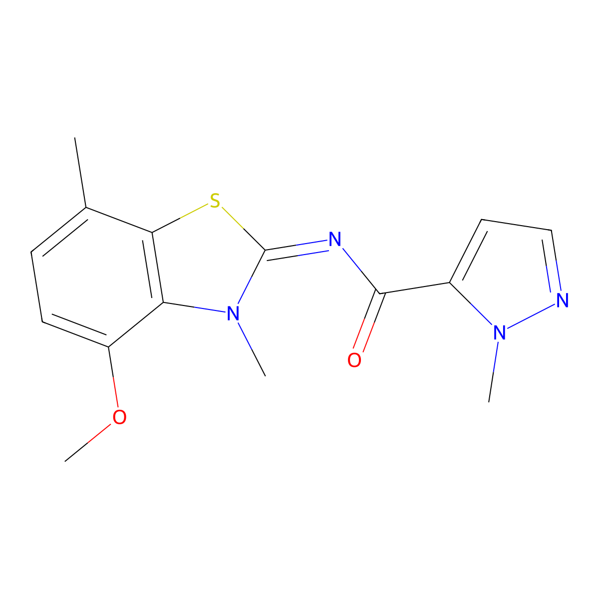 (E)-N-(4-methoxy-3,7-dimethylbenzo[d]thiazol-2(3H)-ylidene)-1-methyl-1H-pyrazole-5-carboxamide molecular structure, CAS 1173489-87-6