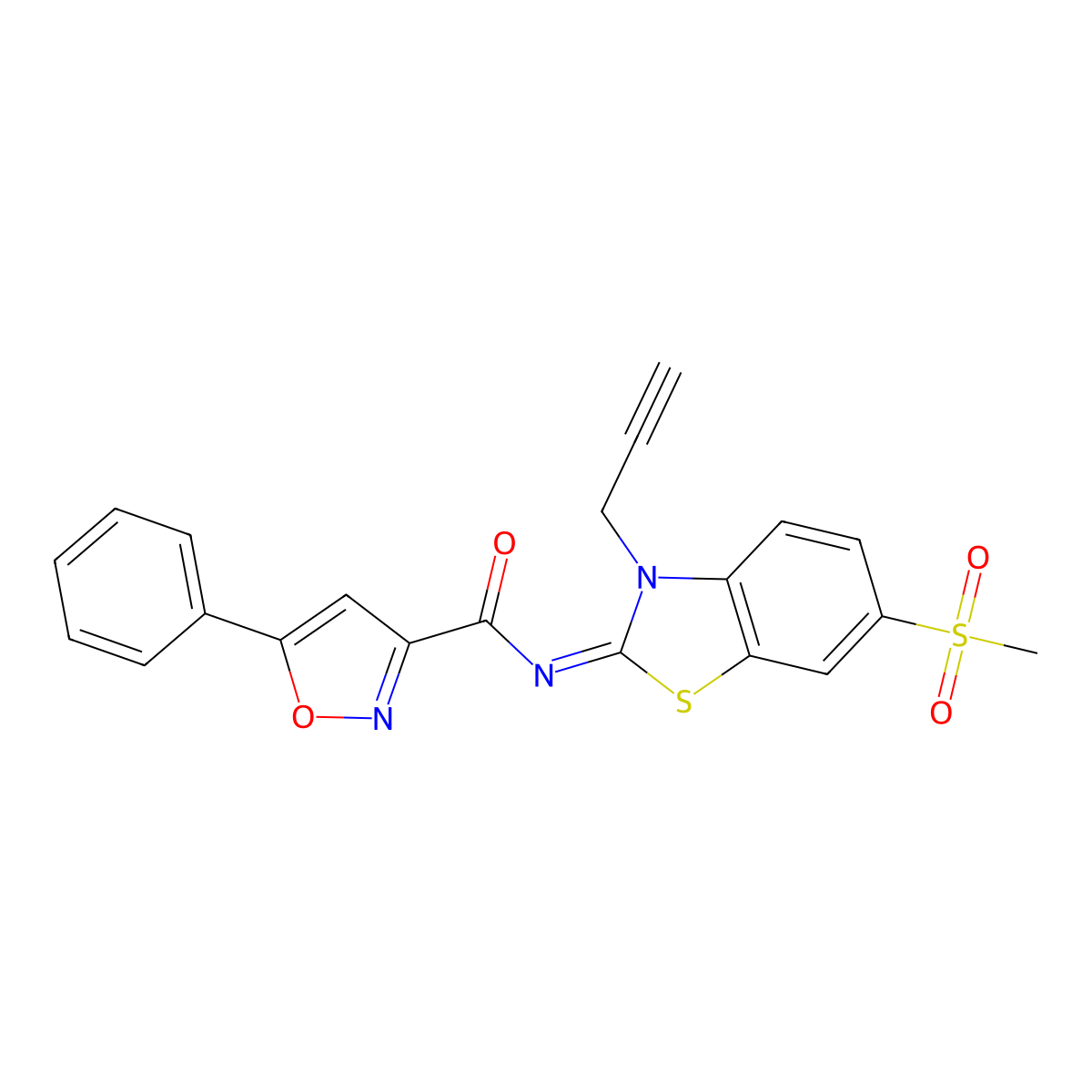 (E)-N-(6-(methylsulfonyl)-3-(prop-2-yn-1-yl)benzo[d]thiazol-2(3H)-ylidene)-5-phenylisoxazole-3-carboxamide molecular structure, CAS 1173494-03-5