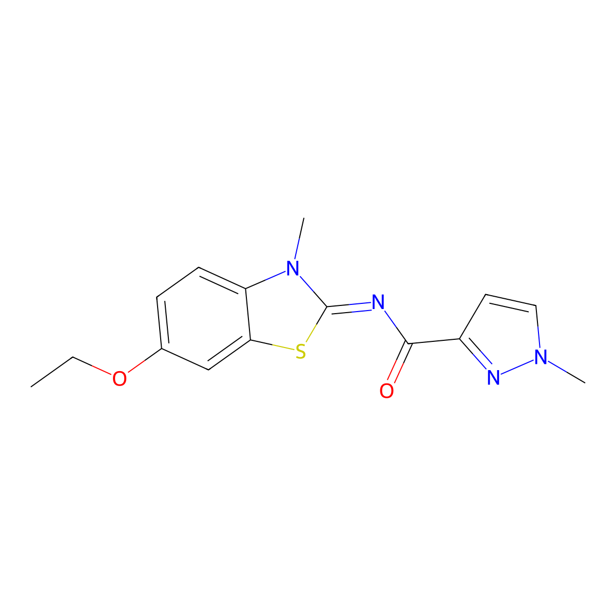 N-(6-ethoxy-3-methylbenzo[d]thiazol-2(3H)-ylidene)-1-methyl-1H-pyrazole-3-carboxamide molecular structure, CAS 1173496-09-7