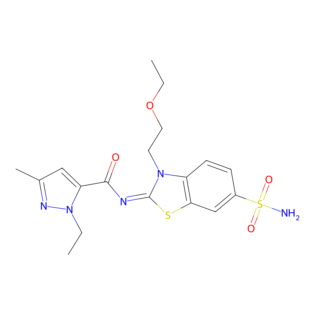 (E)-N-(3-(2-ethoxyethyl)-6-sulfamoylbenzo[d]thiazol-2(3H)-ylidene)-1-ethyl-3-methyl-1H-pyrazole-5-carboxamide molecular structure, CAS 1173497-02-3