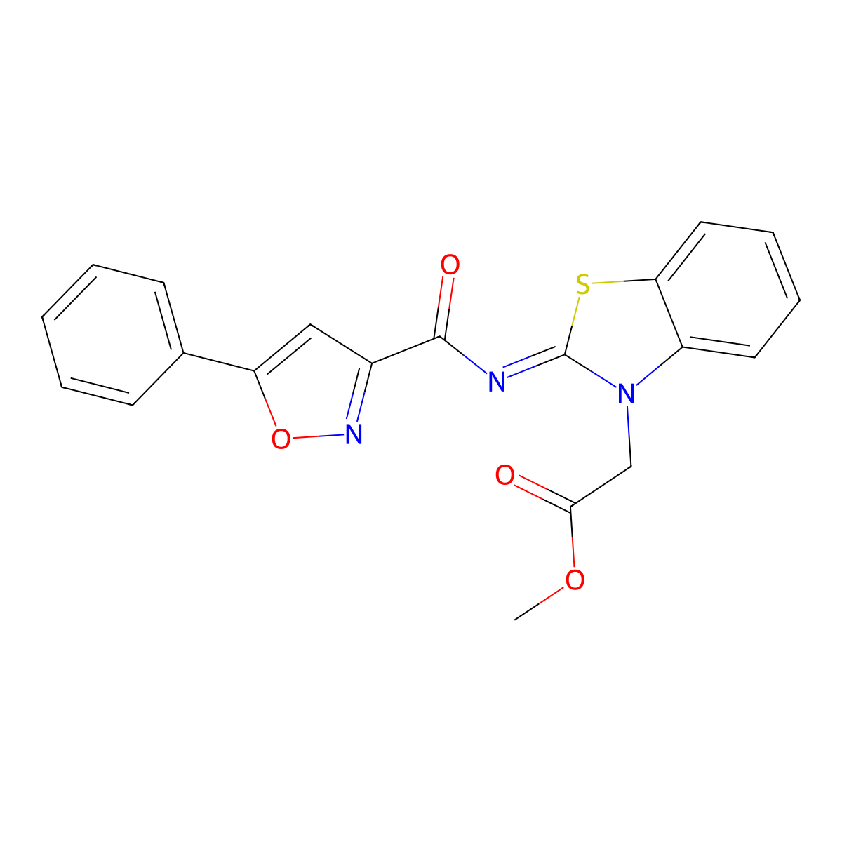 (E)-methyl 2-(2-((5-phenylisoxazole-3-carbonyl)imino)benzo[d]thiazol-3(2H)-yl)acetate molecular structure, CAS 1173501-43-3