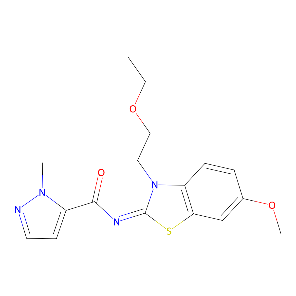 (E)-N-(3-(2-ethoxyethyl)-6-methoxybenzo[d]thiazol-2(3H)-ylidene)-1-methyl-1H-pyrazole-5-carboxamide molecular structure, CAS 1173501-52-4