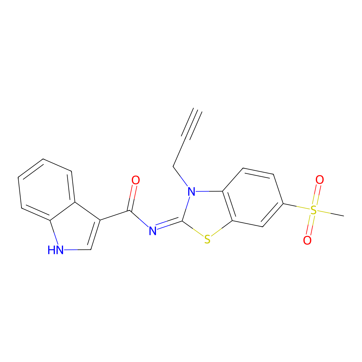 (Z)-N-(6-(methylsulfonyl)-3-(prop-2-yn-1-yl)benzo[d]thiazol-2(3H)-ylidene)-1H-indole-3-carboxamide molecular structure, CAS 1173503-47-3