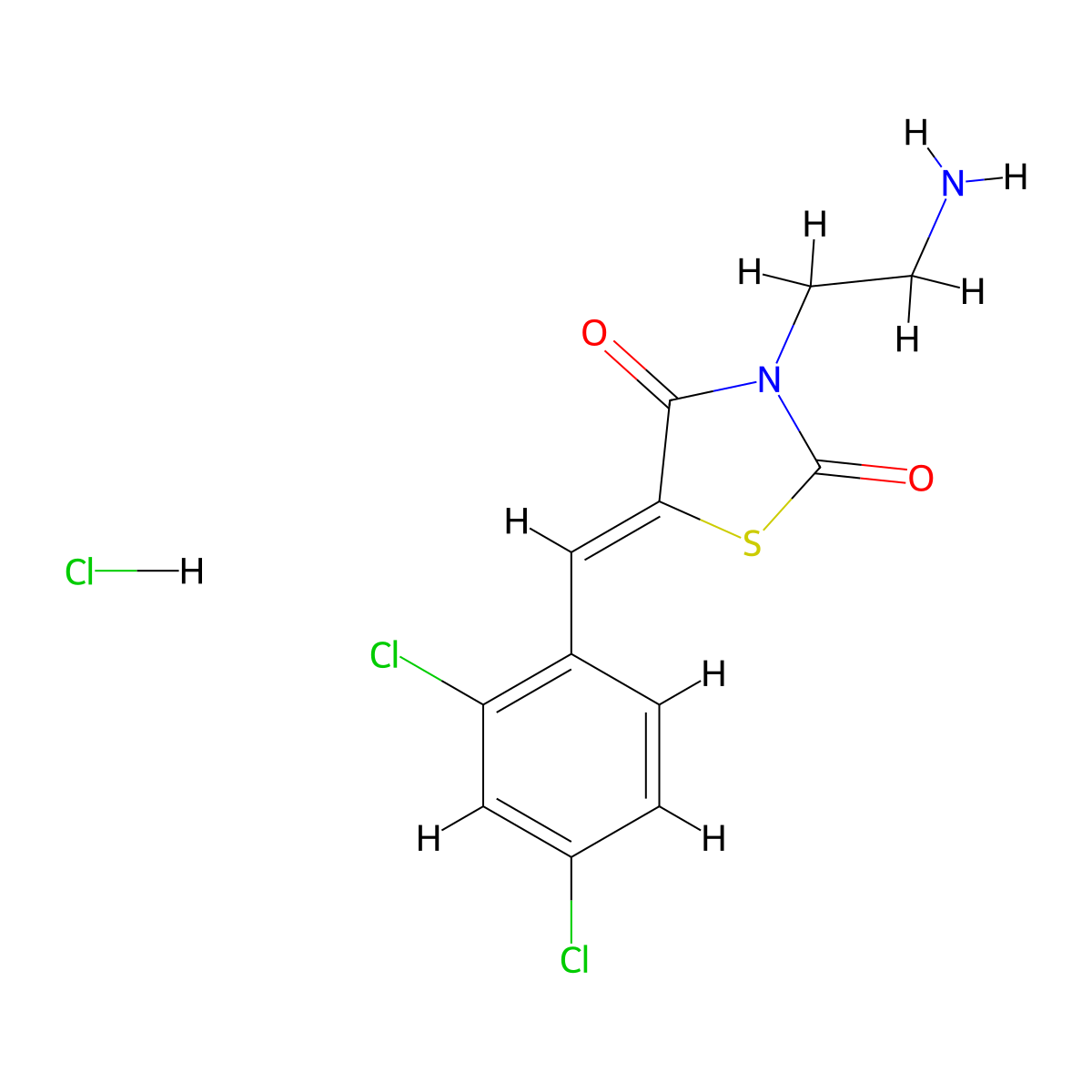 (5Z)-3-(2-aminoethyl)-5-(2,4-dichlorobenzylidene)-1,3-thiazolidine-2,4-dione hydrochloride molecular structure, CAS 1173518-30-3