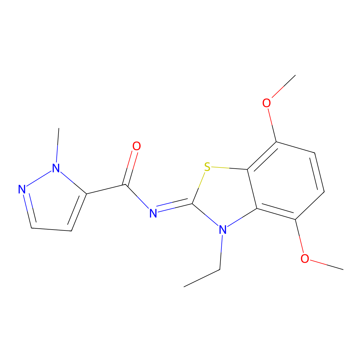 (E)-N-(3-ethyl-4,7-dimethoxybenzo[d]thiazol-2(3H)-ylidene)-1-methyl-1H-pyrazole-5-carboxamide molecular structure, CAS 1173523-56-2