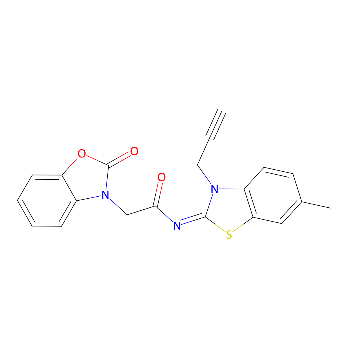 (E)-N-(6-methyl-3-(prop-2-yn-1-yl)benzo[d]thiazol-2(3H)-ylidene)-2-(2-oxobenzo[d]oxazol-3(2H)-yl)acetamide molecular structure, CAS 1173541-01-9