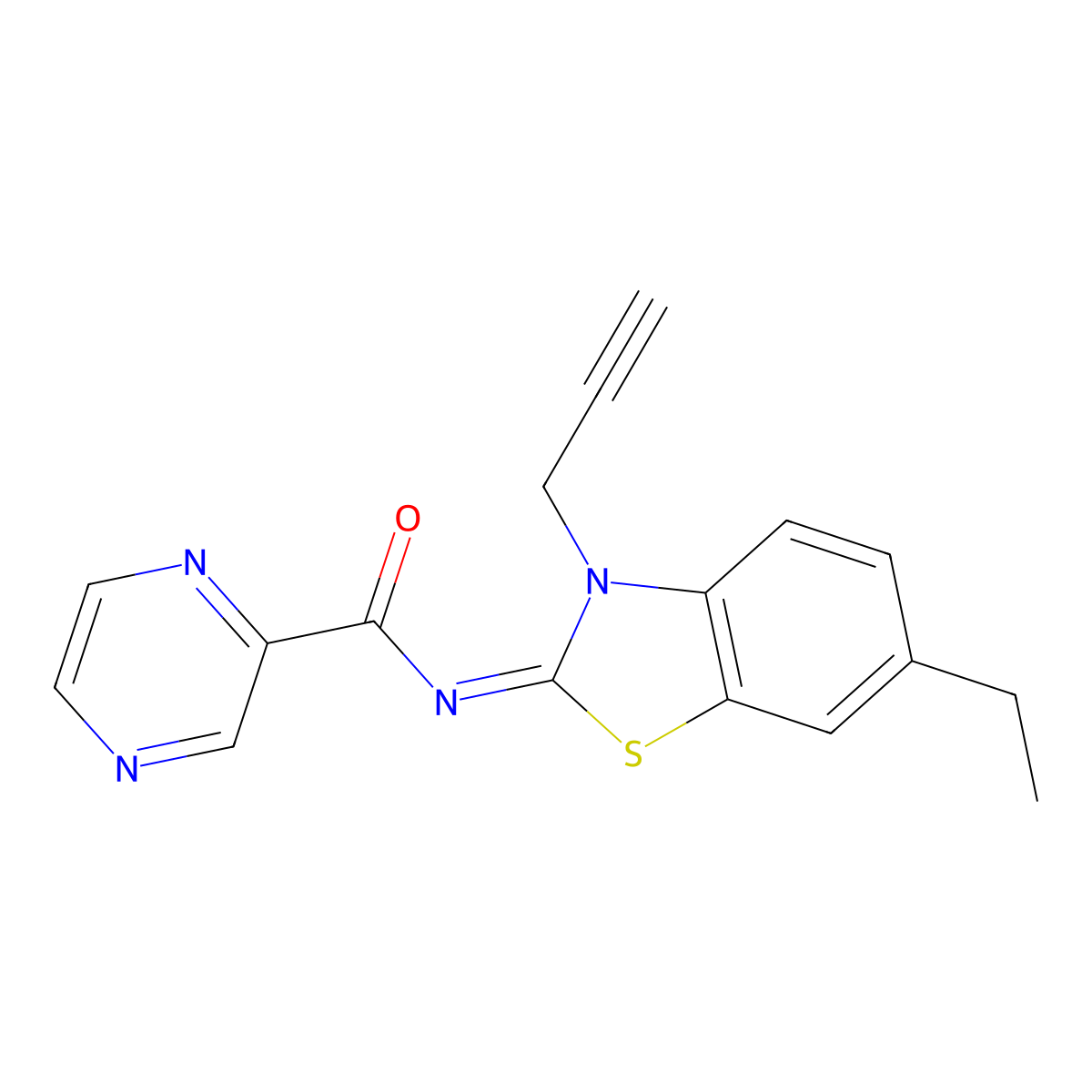 (E)-N-(6-ethyl-3-(prop-2-yn-1-yl)benzo[d]thiazol-2(3H)-ylidene)pyrazine-2-carboxamide molecular structure, CAS 1173545-49-7