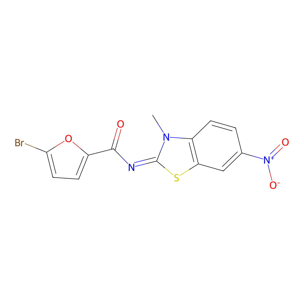 (E)-5-bromo-N-(3-methyl-6-nitrobenzo[d]thiazol-2(3H)-ylidene)furan-2-carboxamide molecular structure, CAS 1173557-33-9
