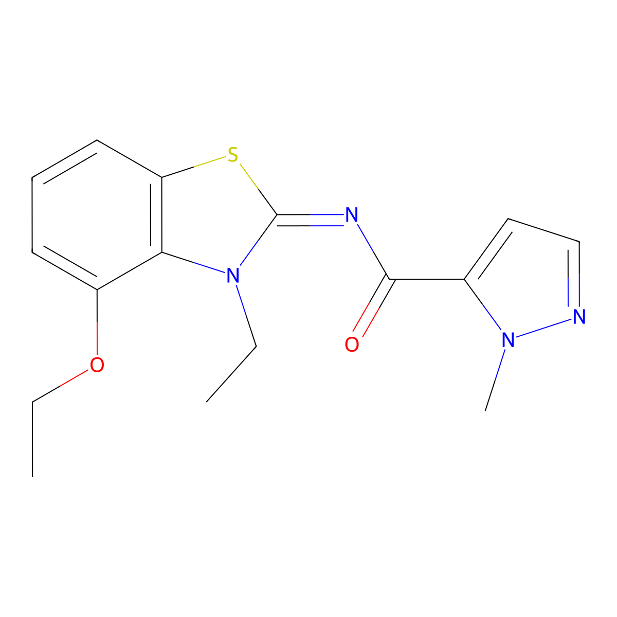 (E)-N-(4-ethoxy-3-ethylbenzo[d]thiazol-2(3H)-ylidene)-1-methyl-1H-pyrazole-5-carboxamide molecular structure, CAS 1173557-69-1