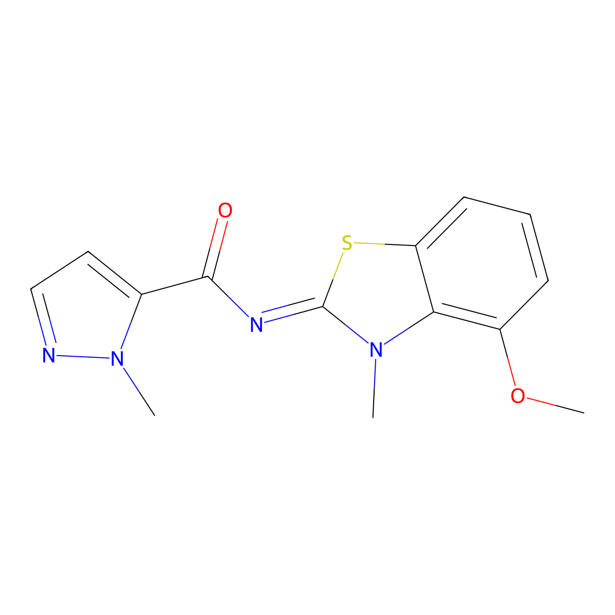 (E)-N-(4-methoxy-3-methylbenzo[d]thiazol-2(3H)-ylidene)-1-methyl-1H-pyrazole-5-carboxamide molecular structure, CAS 1173558-92-3