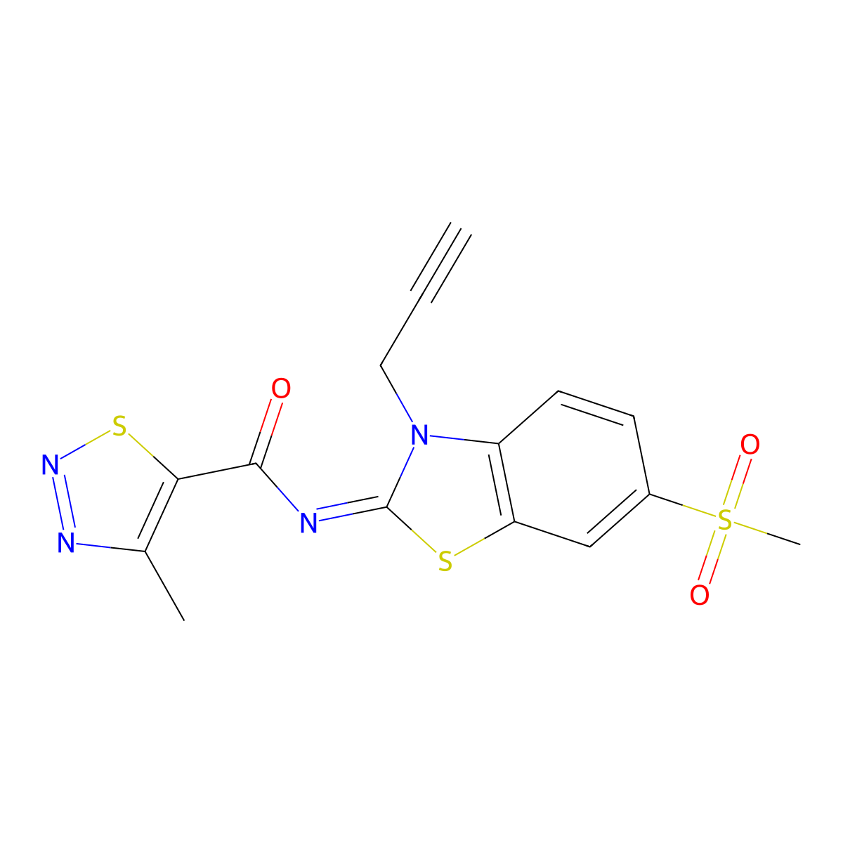 (Z)-4-methyl-N-(6-(methylsulfonyl)-3-(prop-2-yn-1-yl)benzo[d]thiazol-2(3H)-ylidene)-1,2,3-thiadiazole-5-carboxamide molecular structure, CAS 1173562-73-6