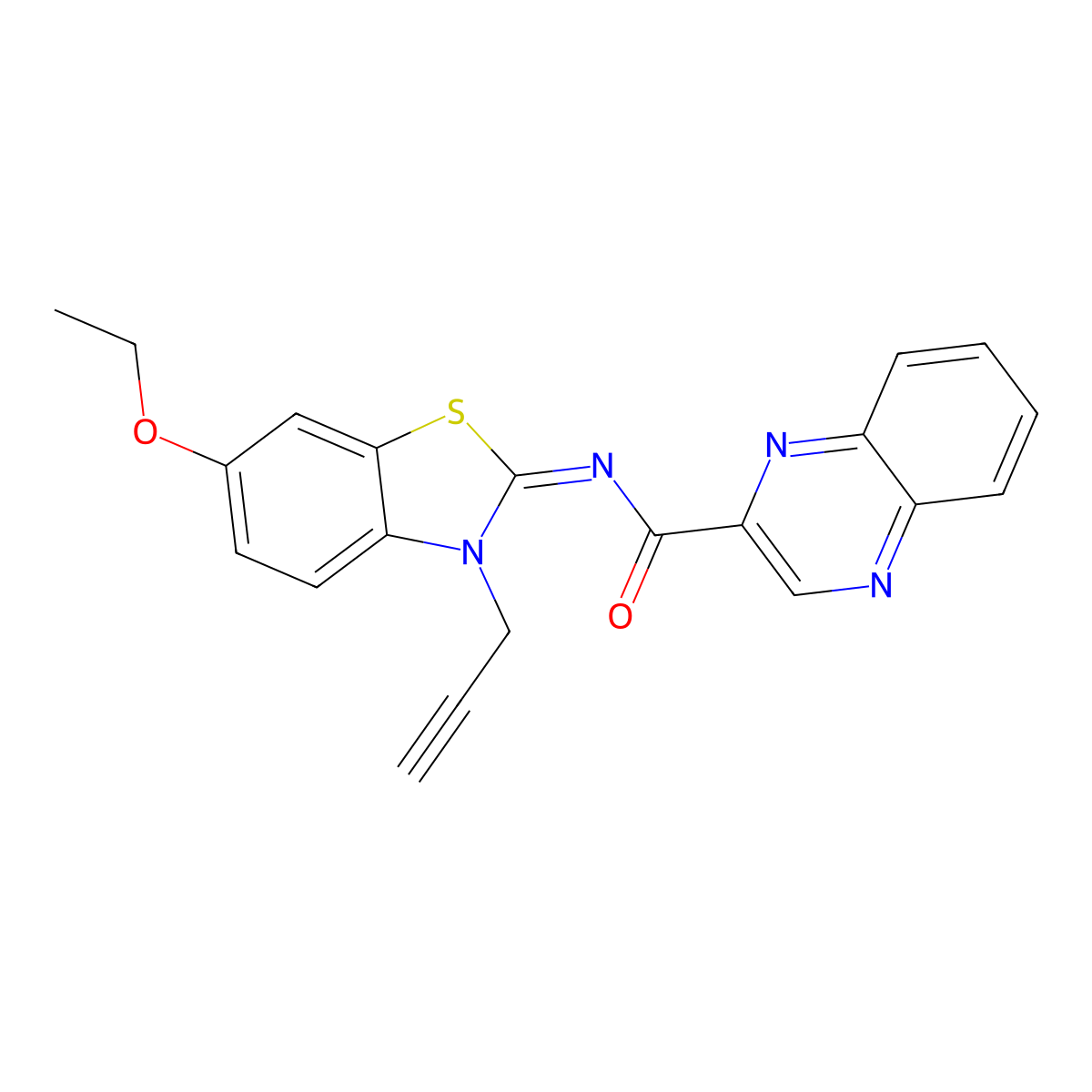 (Z)-N-(6-ethoxy-3-(prop-2-yn-1-yl)benzo[d]thiazol-2(3H)-ylidene)quinoxaline-2-carboxamide molecular structure, CAS 1173566-69-2