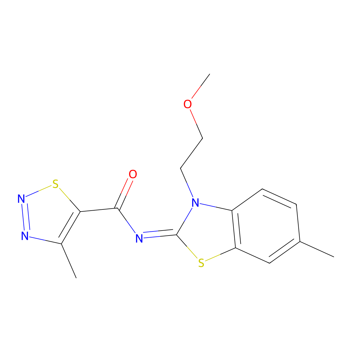 (Z)-N-(3-(2-methoxyethyl)-6-methylbenzo[d]thiazol-2(3H)-ylidene)-4-methyl-1,2,3-thiadiazole-5-carboxamide molecular structure, CAS 1173575-66-0