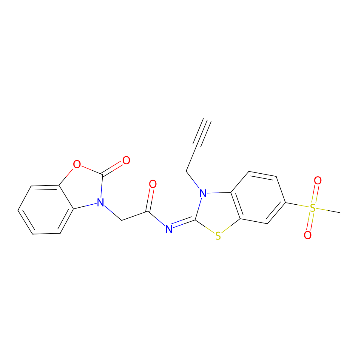 (E)-N-(6-(methylsulfonyl)-3-(prop-2-yn-1-yl)benzo[d]thiazol-2(3H)-ylidene)-2-(2-oxobenzo[d]oxazol-3(2H)-yl)acetamide molecular structure, CAS 1173579-26-4