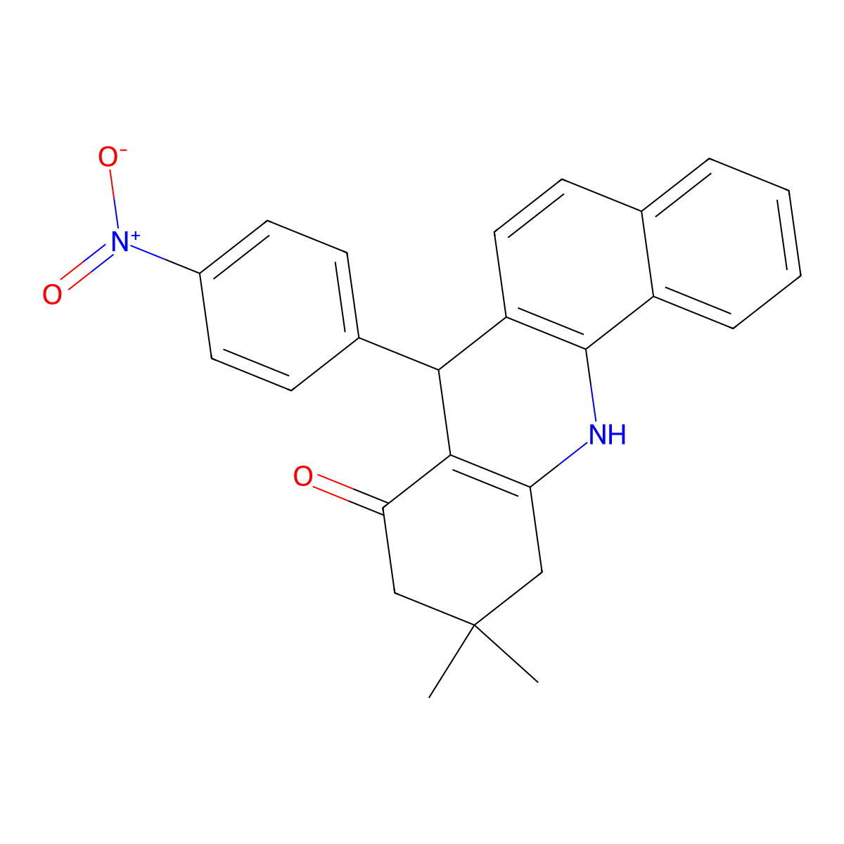 7-{4-nitrophenyl}-10,10-dimethyl-7,10,11,12-tetrahydrobenzo[c]acridin-8(9H)-one molecular structure, CAS 117358-63-1