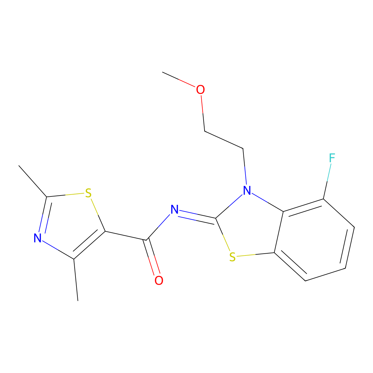 (Z)-N-(4-fluoro-3-(2-methoxyethyl)benzo[d]thiazol-2(3H)-ylidene)-2,4-dimethylthiazole-5-carboxamide molecular structure, CAS 1173585-69-7