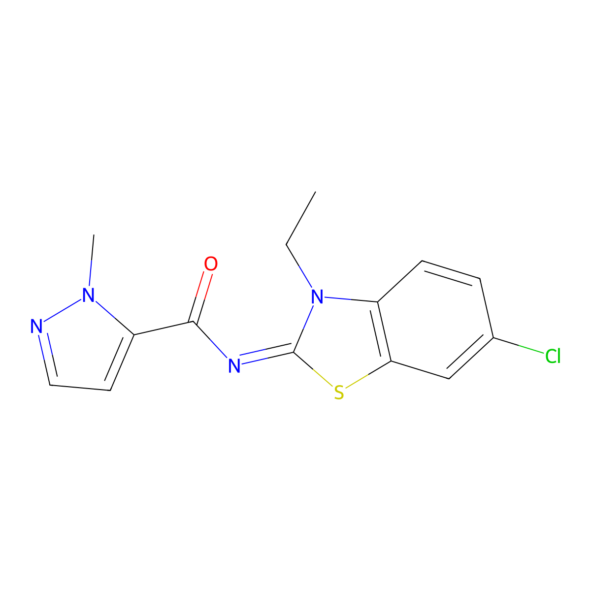 (E)-N-(6-chloro-3-ethylbenzo[d]thiazol-2(3H)-ylidene)-1-methyl-1H-pyrazole-5-carboxamide molecular structure, CAS 1173589-86-0