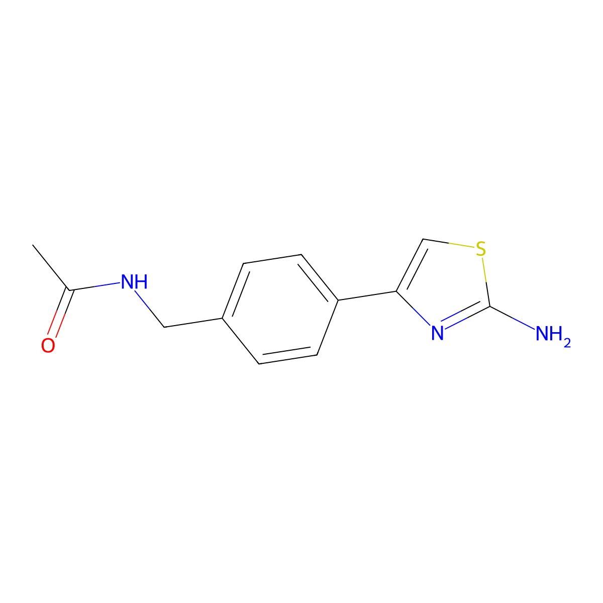 N-((4-(2-amino-1,3-thiazol-4-yl)phenyl)methyl)acetamide molecular structure, CAS 117359-53-2