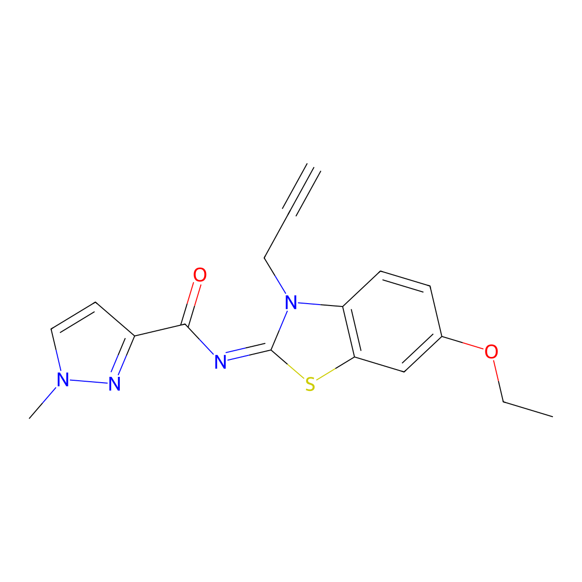 (Z)-N-(6-ethoxy-3-(prop-2-yn-1-yl)benzo[d]thiazol-2(3H)-ylidene)-1-methyl-1H-pyrazole-3-carboxamide molecular structure, CAS 1173592-20-5