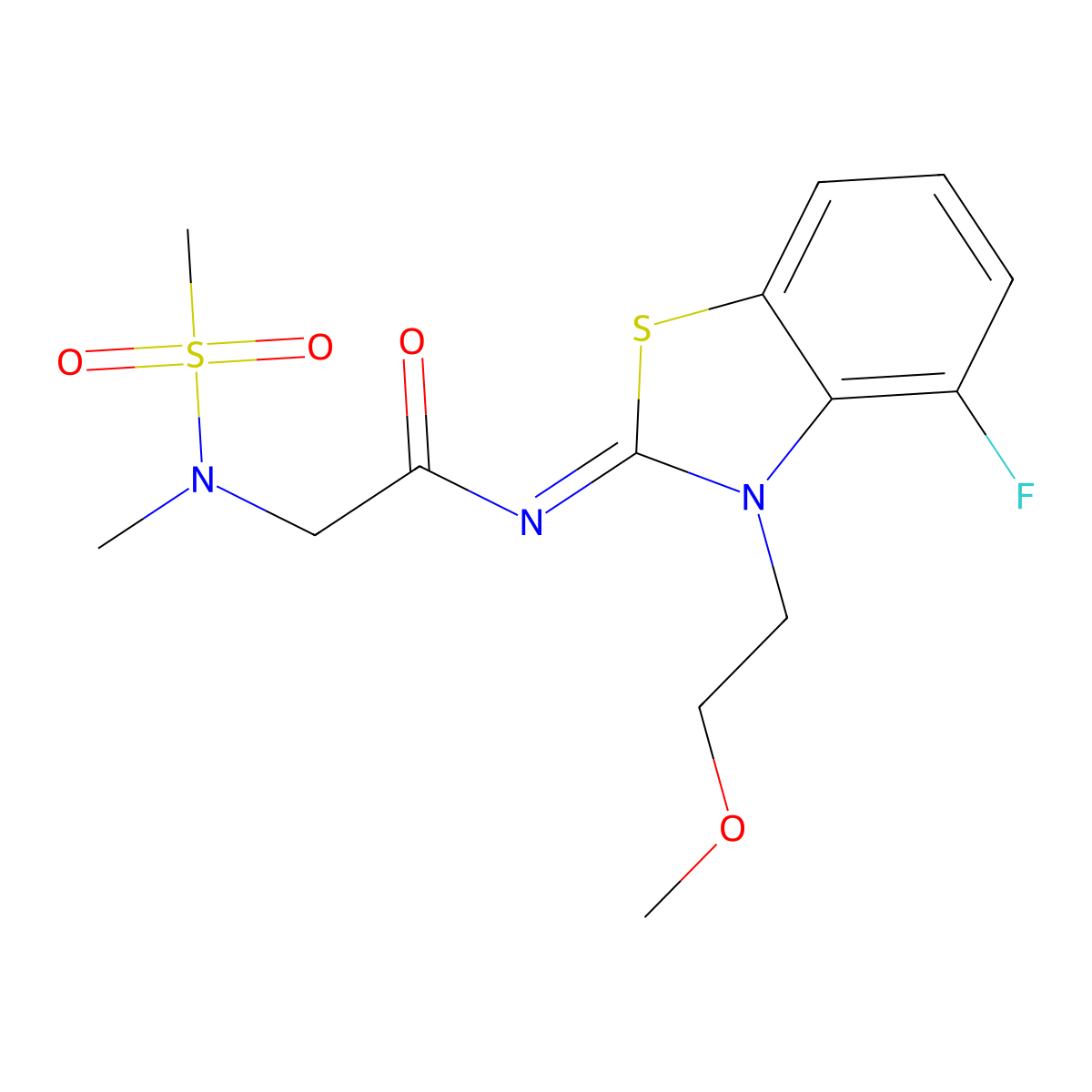 (E)-N-(4-fluoro-3-(2-methoxyethyl)benzo[d]thiazol-2(3H)-ylidene)-2-(N-methylmethylsulfonamido)acetamide molecular structure, CAS 1173595-39-5
