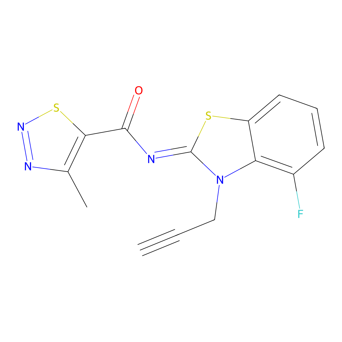(Z)-N-(4-fluoro-3-(prop-2-yn-1-yl)benzo[d]thiazol-2(3H)-ylidene)-4-methyl-1,2,3-thiadiazole-5-carboxamide molecular structure, CAS 1173604-42-6
