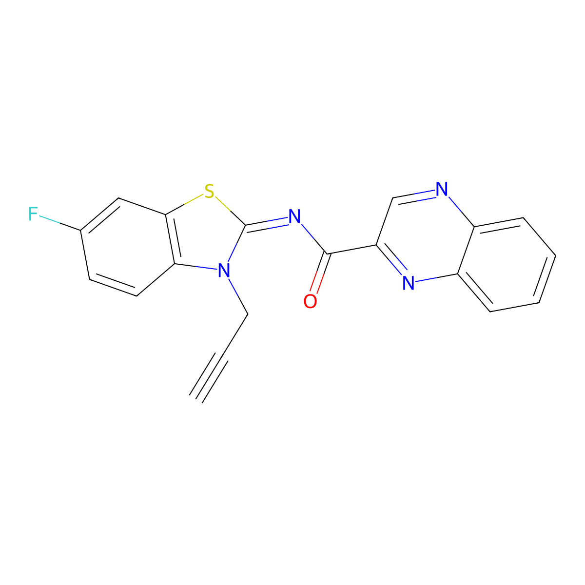 (Z)-N-(6-fluoro-3-(prop-2-yn-1-yl)benzo[d]thiazol-2(3H)-ylidene)quinoxaline-2-carboxamide molecular structure, CAS 1173605-64-5