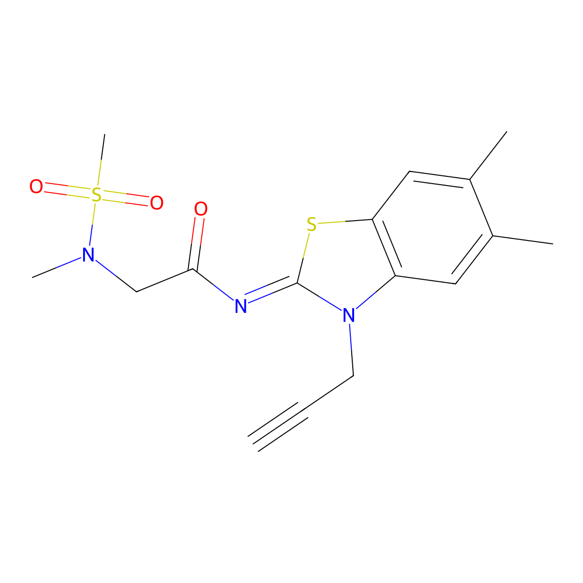 (E)-N-(5,6-dimethyl-3-(prop-2-yn-1-yl)benzo[d]thiazol-2(3H)-ylidene)-2-(N-methylmethylsulfonamido)acetamide molecular structure, CAS 1173608-24-6