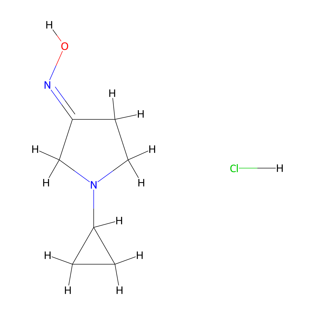 N-(1-cyclopropylpyrrolidin-3-ylidene)hydroxylamine hydrochloride molecular structure, CAS 1173611-89-6