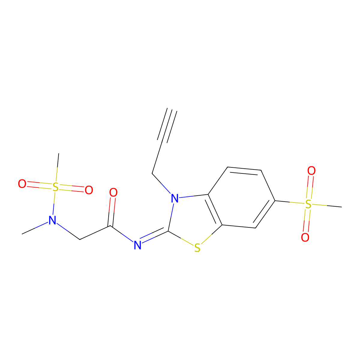 (E)-2-(N-methylmethylsulfonamido)-N-(6-(methylsulfonyl)-3-(prop-2-yn-1-yl)benzo[d]thiazol-2(3H)-ylidene)acetamide molecular structure, CAS 1173622-93-9