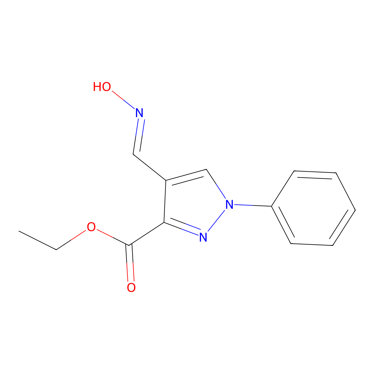 ethyl 4-[(hydroxyimino)methyl]-1-phenyl-1H-pyrazole-3-carboxylate molecular structure, CAS 1173625-38-1
