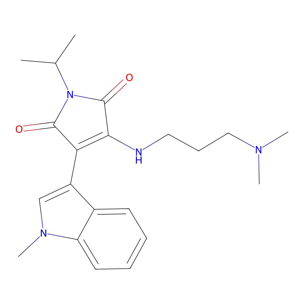 1-Isopropyl-3-(1-methyl-1H-indole-3-yl)-4-[3-(dimethylamino)propylamino]-1H-pyrrole-2,5-dione molecular structure, CAS 1173657-73-2